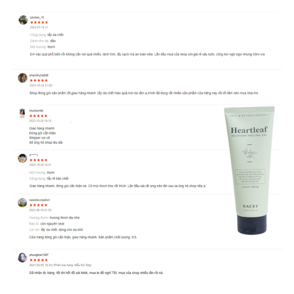 TẨY DA CHẾT DIẾP CÁ NAEXY HEARTLEAF RECOVERY PEELING GEL 150ML