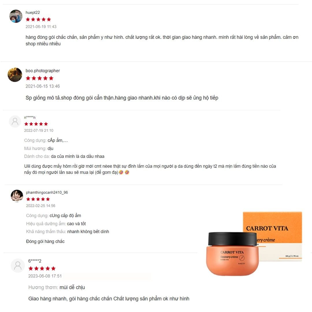 KEM DƯỠNG HỖ TRỢ PHỤC HỒI CÀ RỐT HỖ TRỢ SÁNG DA NAEXY CARROT VITA RECOVERY CREAM 50G