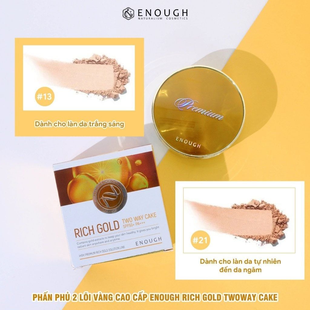 PHẤN PHỦ 2 LÕI VÀNG CAO CẤP ENOUGH RICH GOLD TWOWAY CAKE