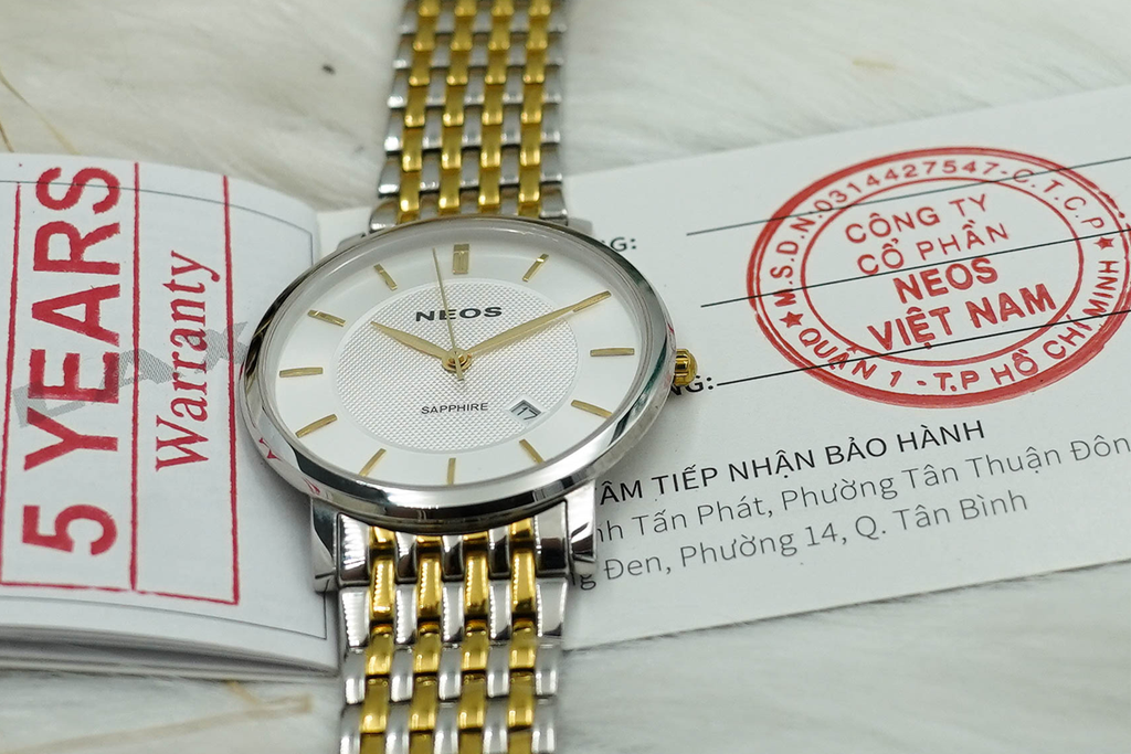 Đồng Hồ Nam Dây Thép Neos N-40676G Sapphire Bảo Hành Chính Hãng 5 Năm