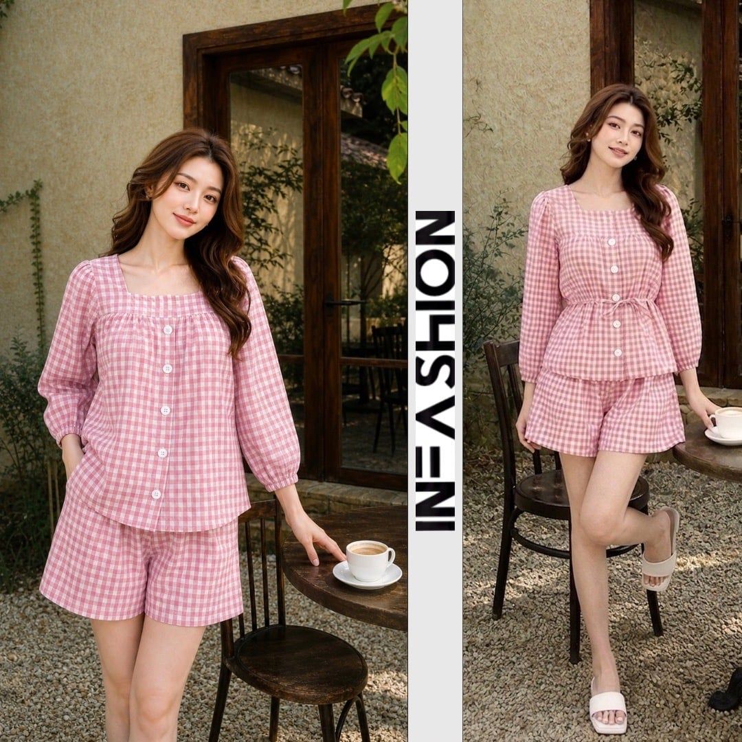  Bộ quần váy tay lửng cotton 