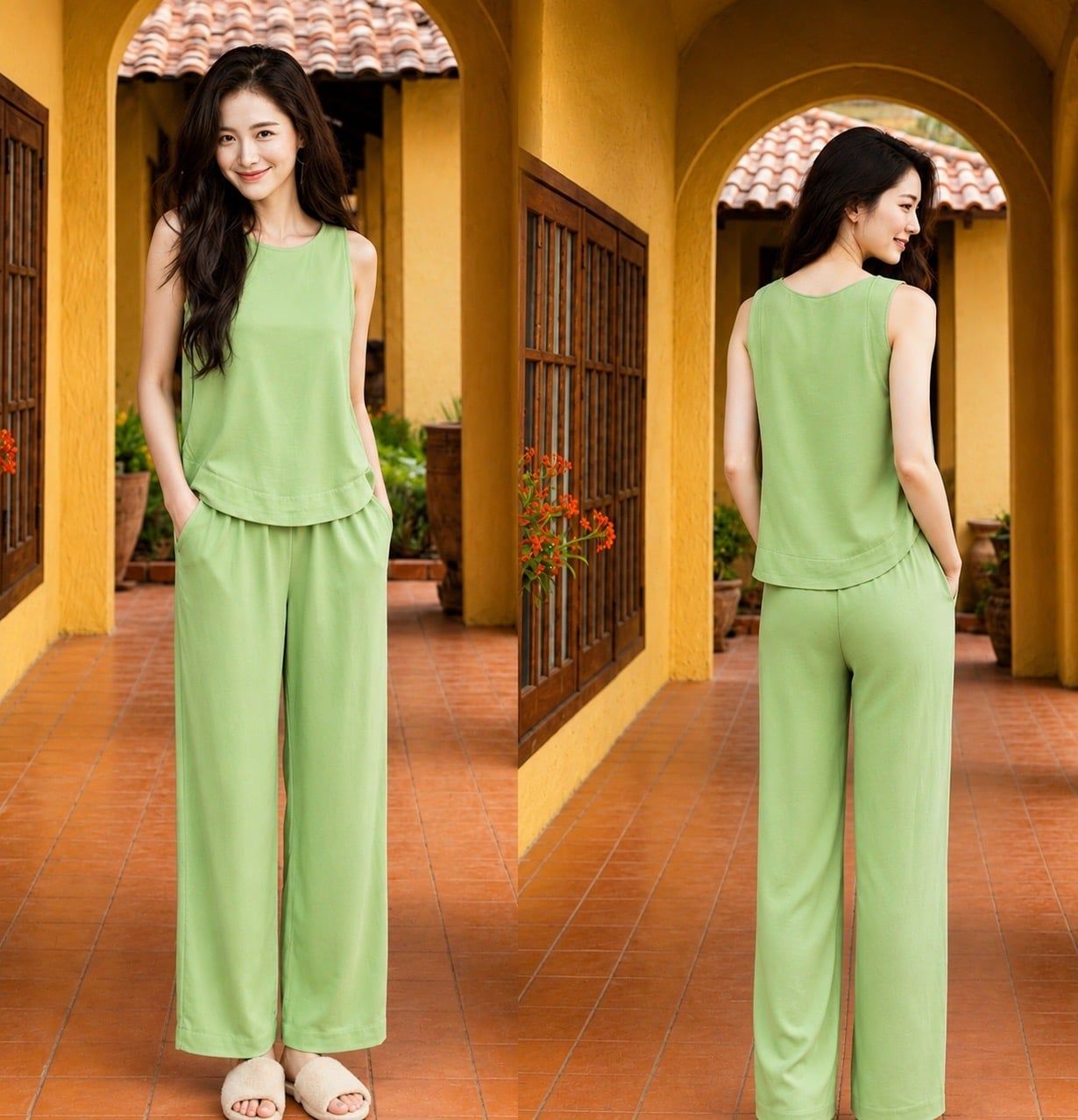  Bộ dài áo nẹp xéo 