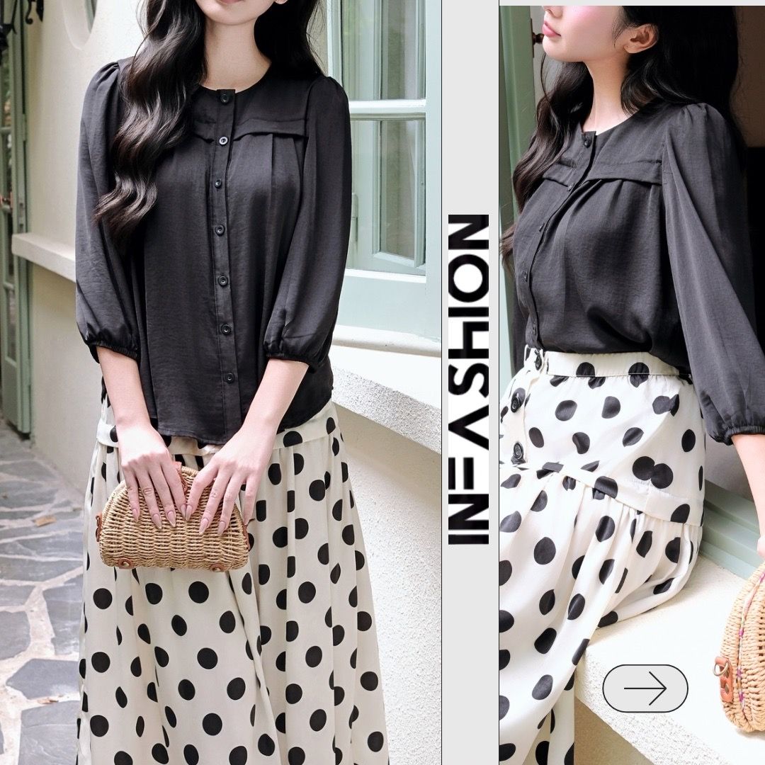  Áo sơ mi tay lững xếp pli 