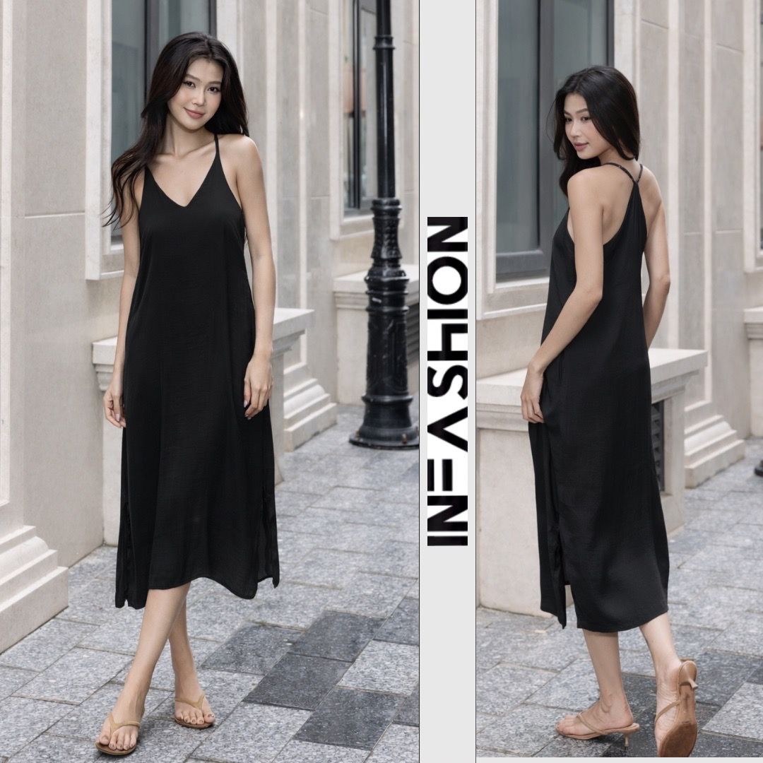  Đầm dây yếm xẻ 