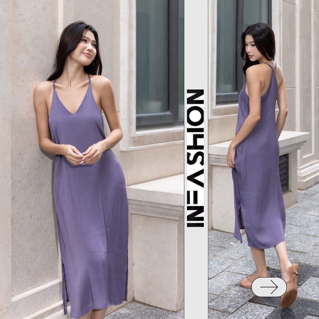  Đầm dây yếm xẻ 