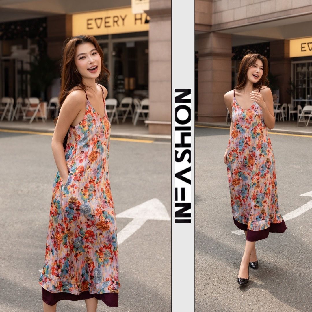  Đầm dây cột nơ sau bèo chân 