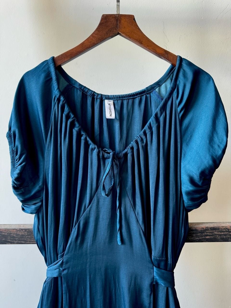  Đầm cổ rút nhún 2 lớp 