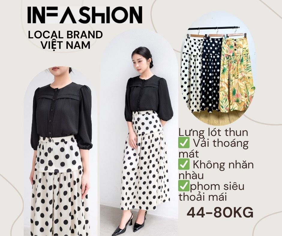  Chân váy xòe 3 nút 