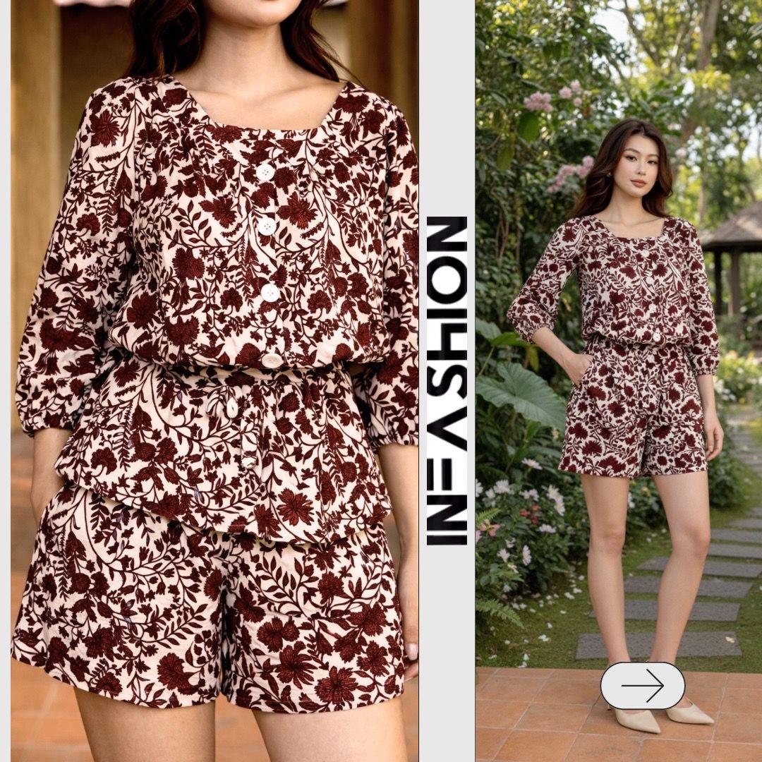  Bộ quần váy tay lửng cotton 