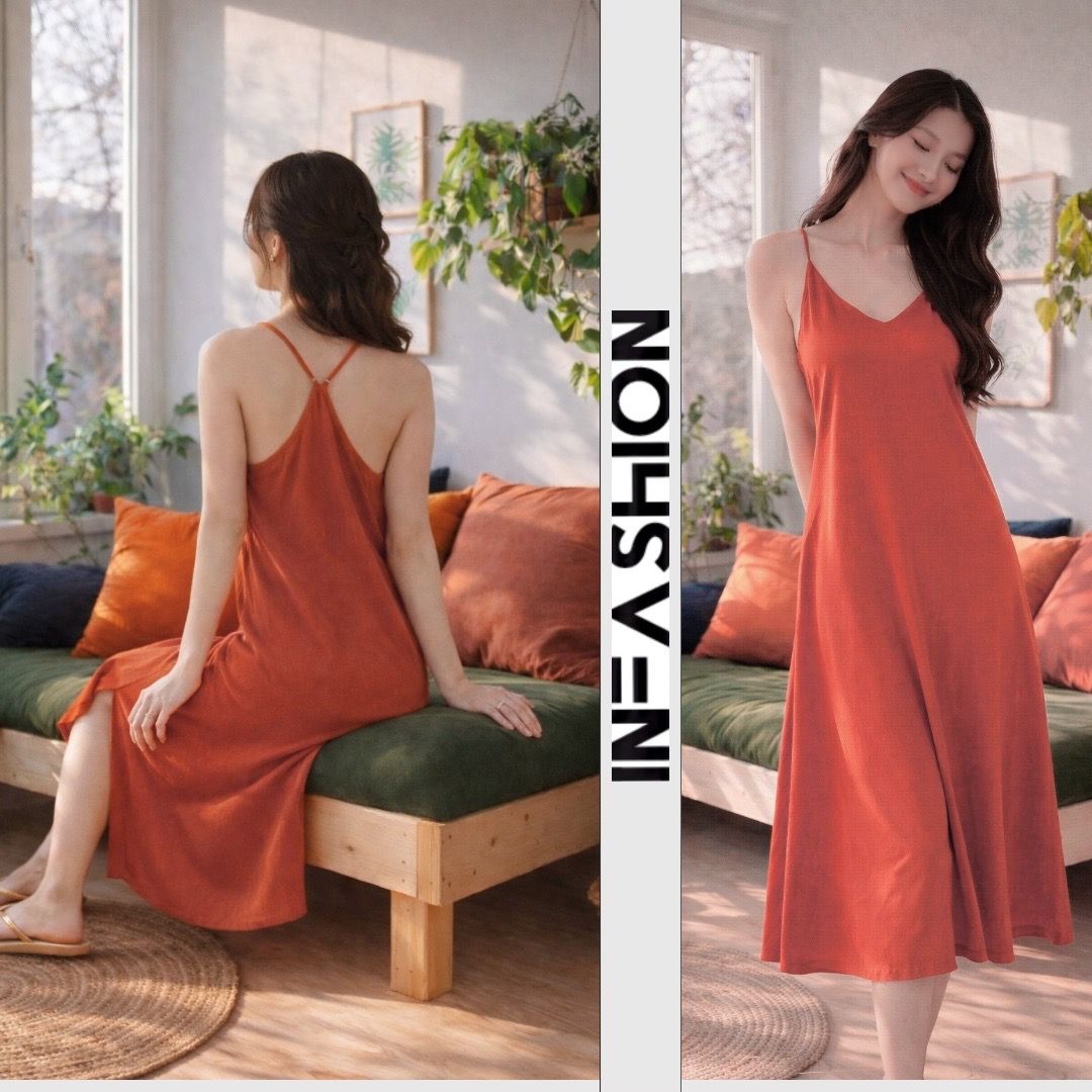  Đầm dây yếm xẻ 