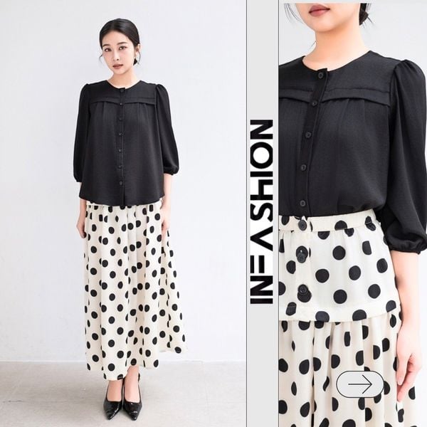  Áo sơ mi tay lững xếp pli 