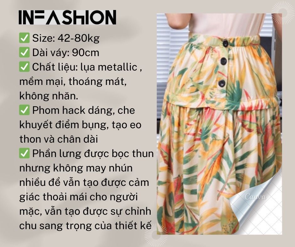  Chân váy xòe 3 nút 