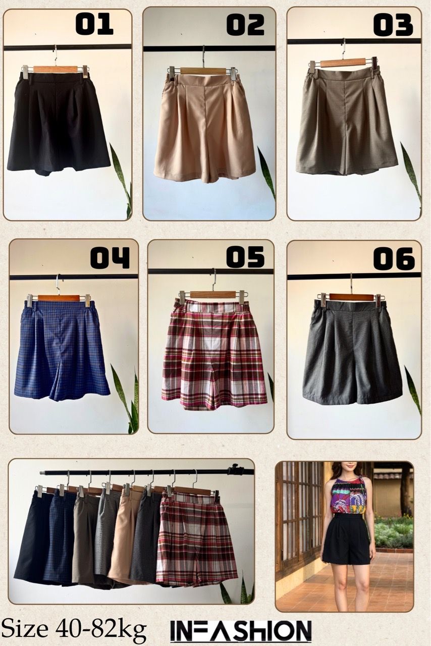  Quần short xếp 2 pli 