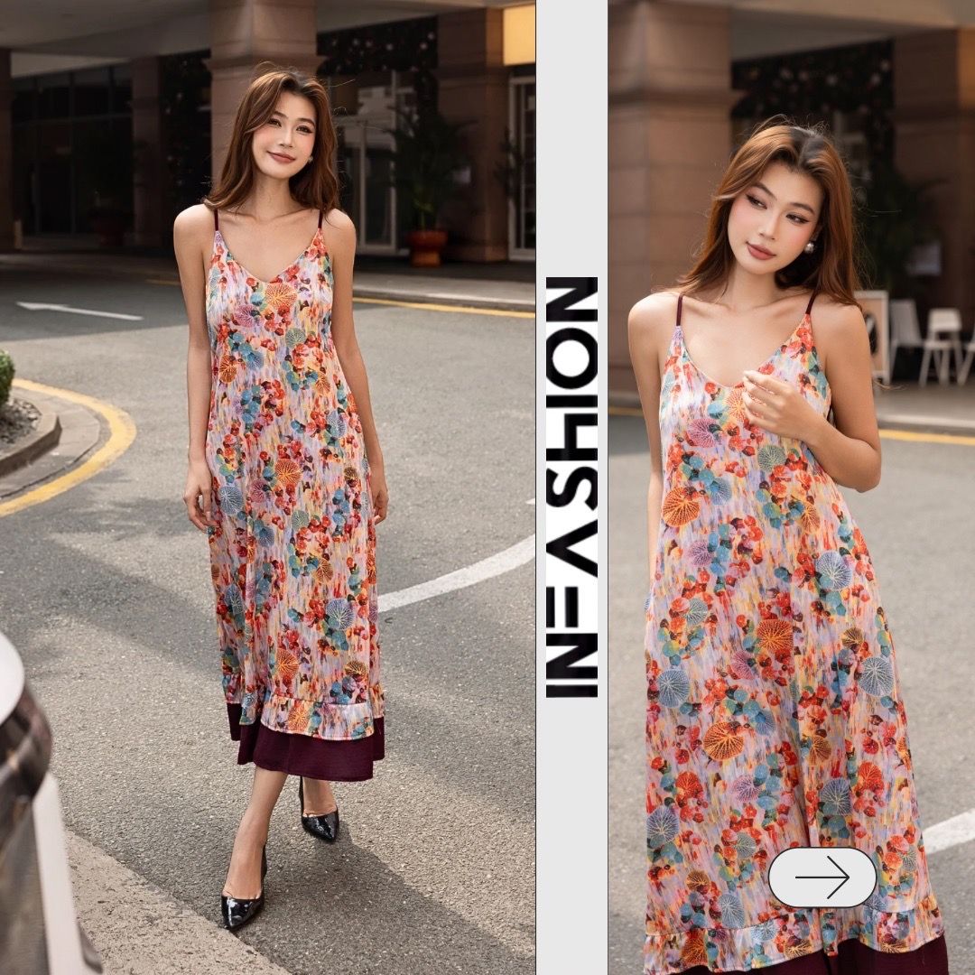  Đầm dây cột nơ sau bèo chân 