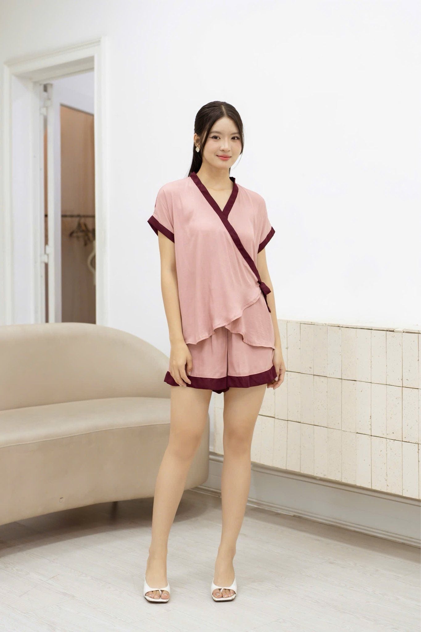  Đồ bộ quần dài yukata tay liền ngắn 