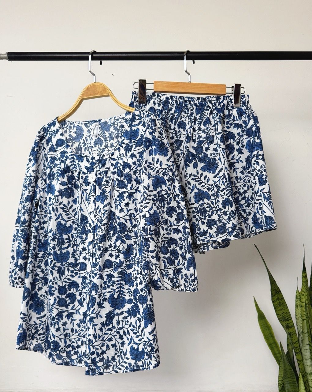  Bộ quần váy tay lửng cotton 