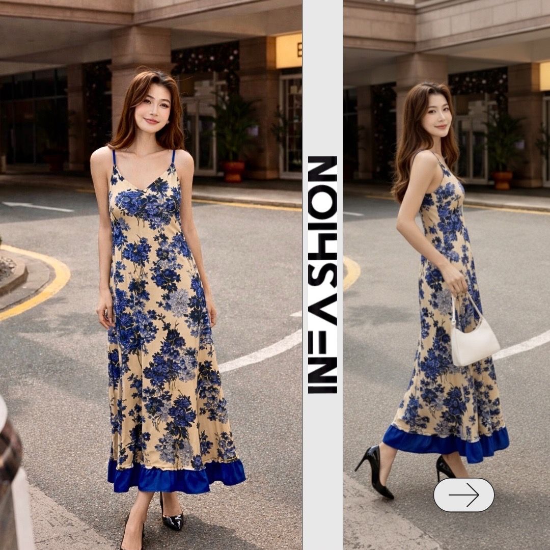  Đầm dây cột nơ sau bèo chân 