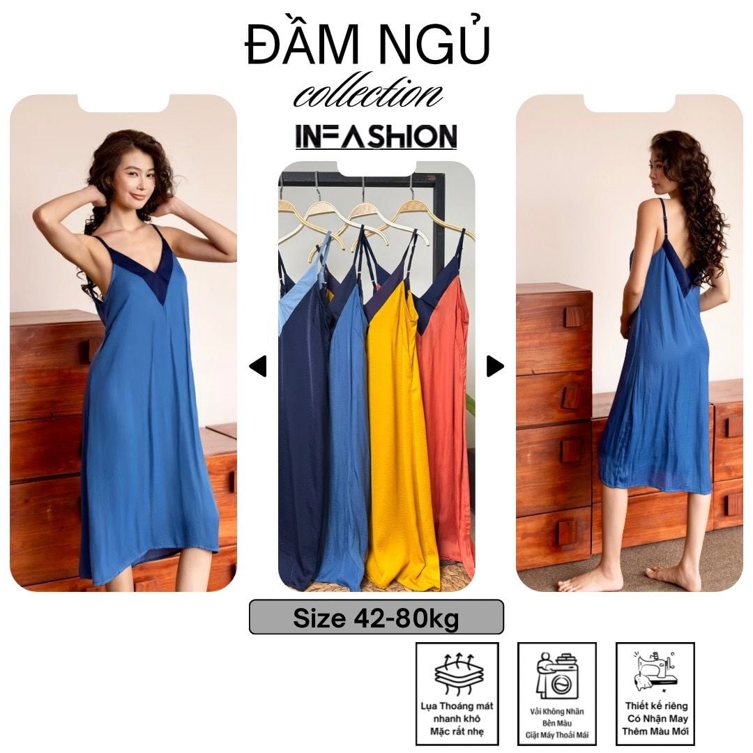  Đầm dây phối cổ V ngắn 