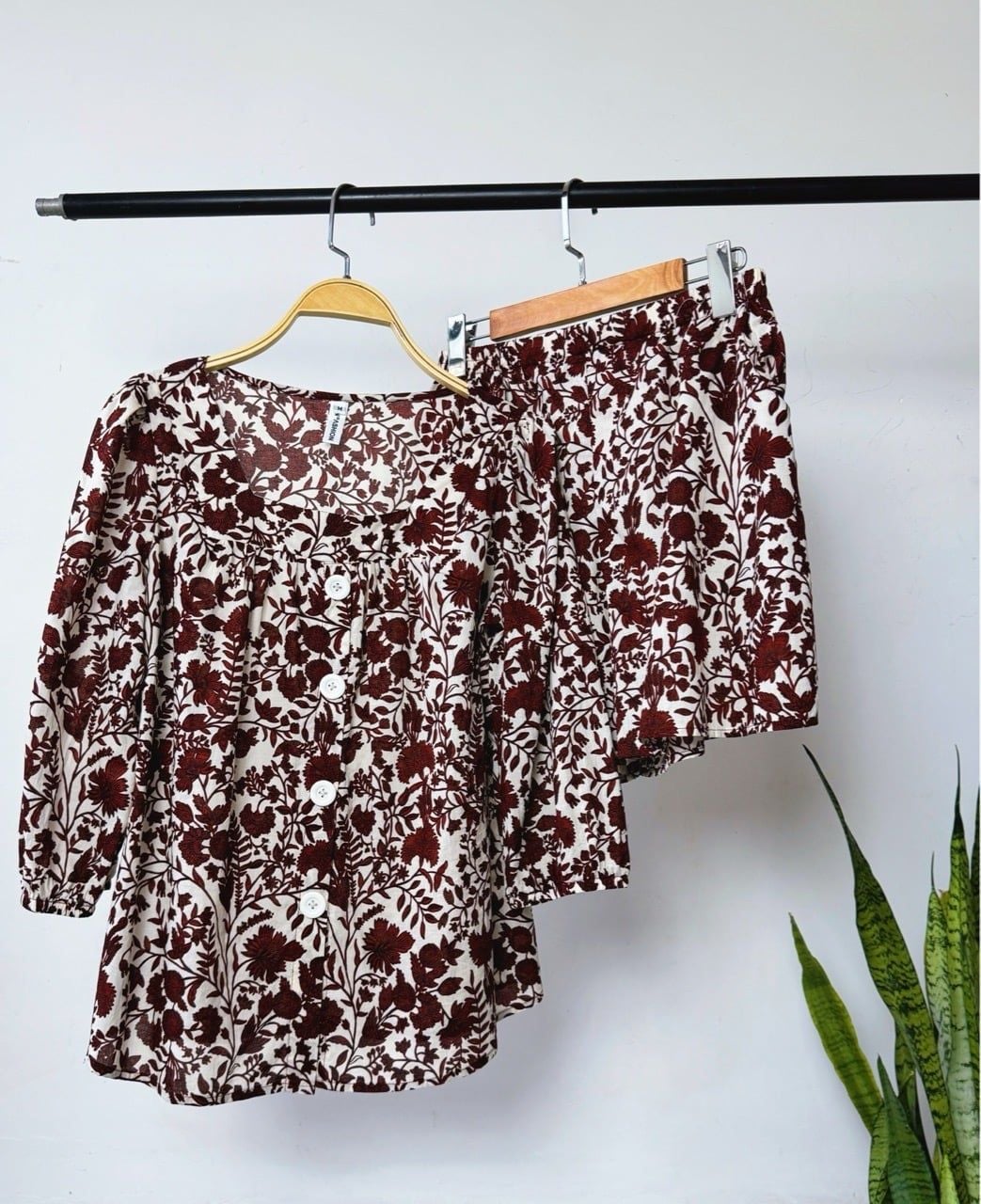  Bộ quần váy tay lửng cotton 