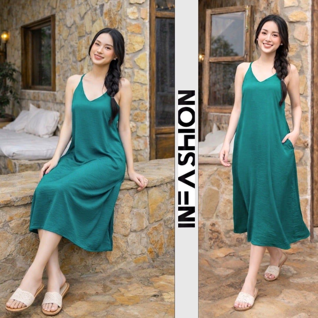  Đầm dây yếm xẻ 