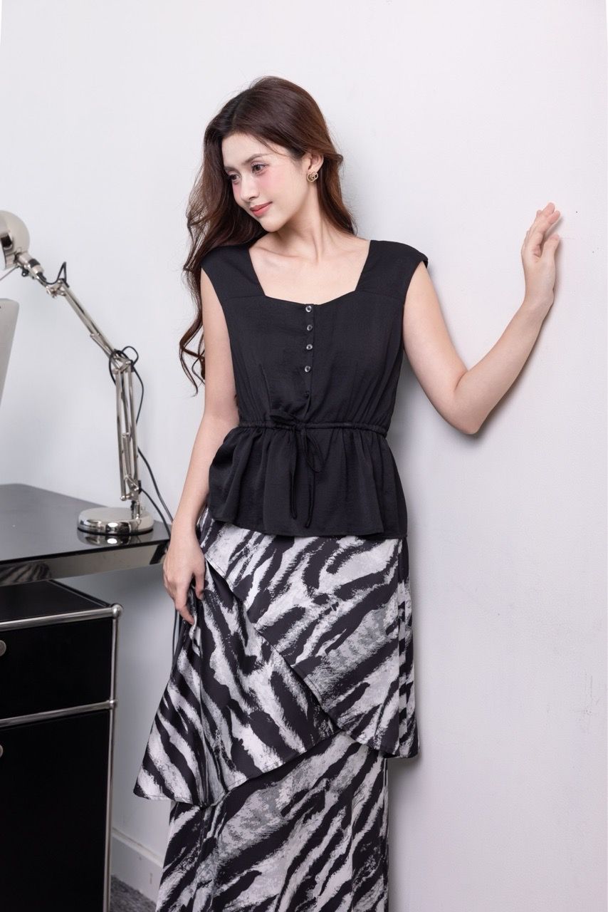  Áo sát nách rút dây eo 