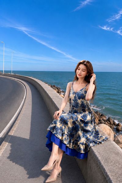  Đầm dây cột nơ sau bèo chân 