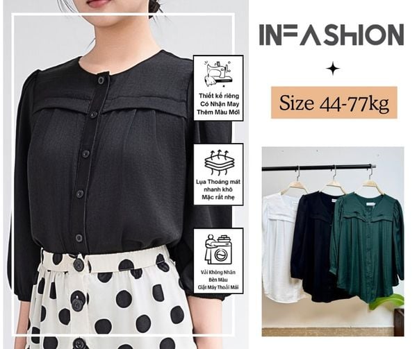  Áo sơ mi tay lững xếp pli 