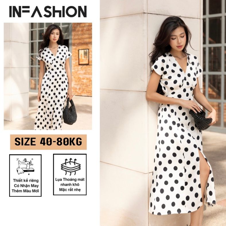  Đầm tay liền chữ A cột eo 