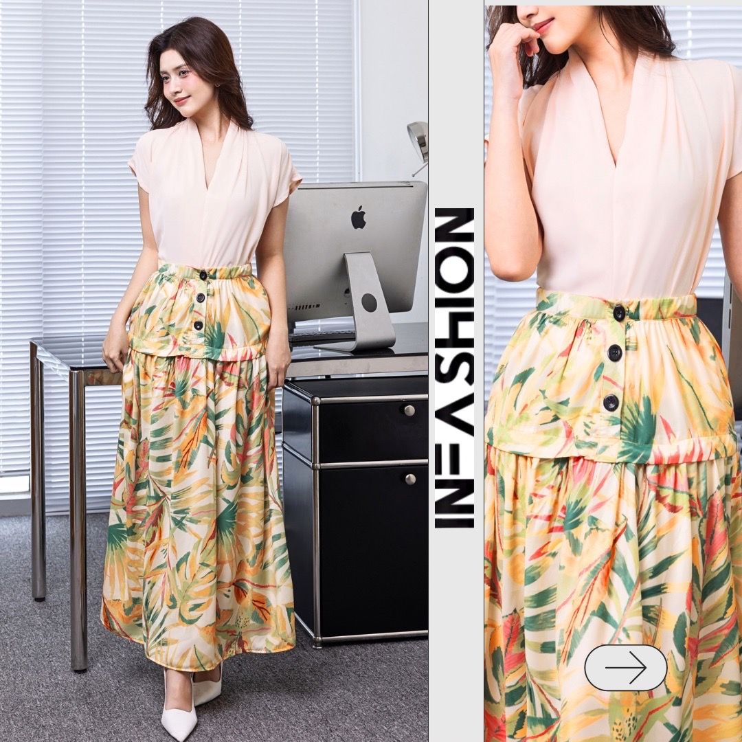  Chân váy xòe 3 nút 