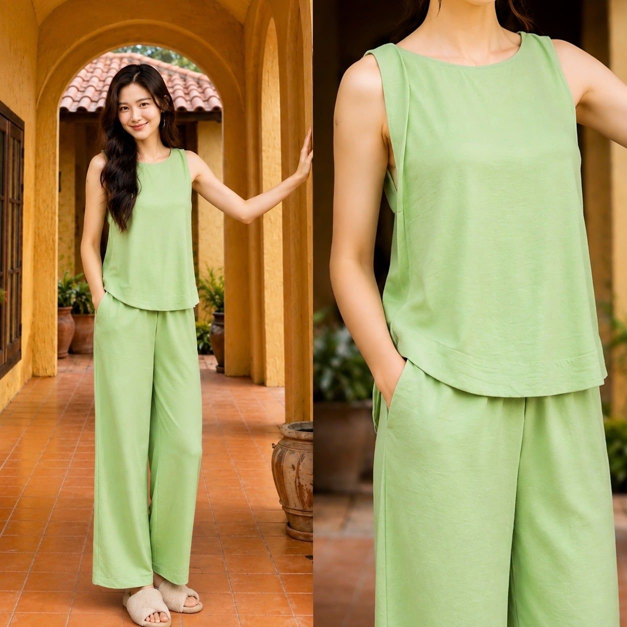  Bộ dài áo nẹp xéo 