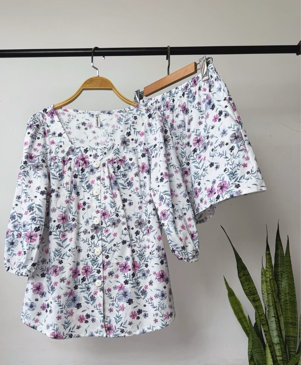  Bộ quần váy tay lửng cotton 