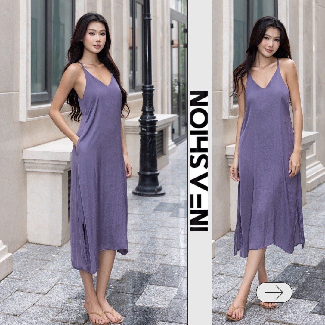  Đầm dây yếm xẻ 