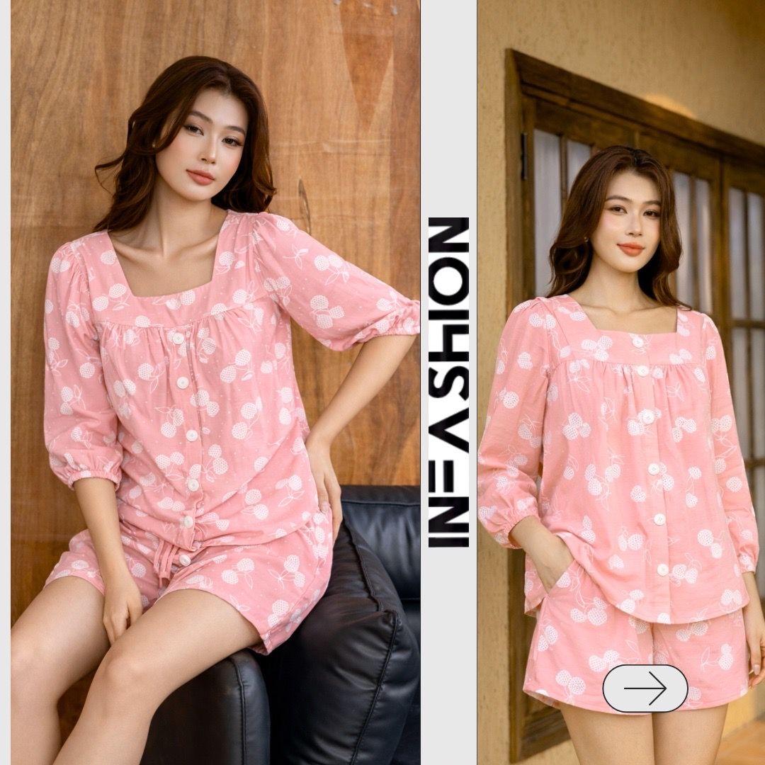  Bộ quần váy tay lửng cotton 