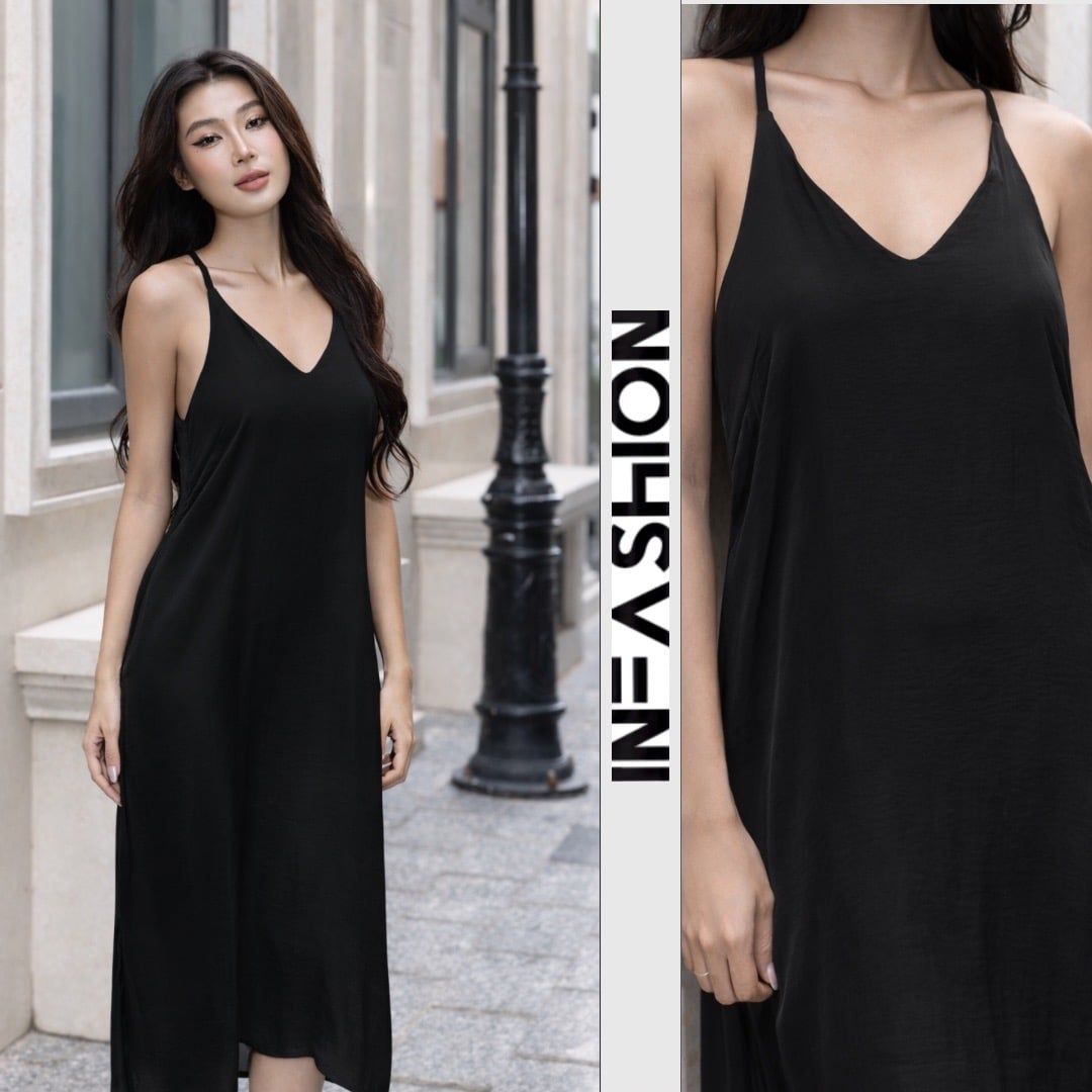  Đầm dây yếm xẻ 