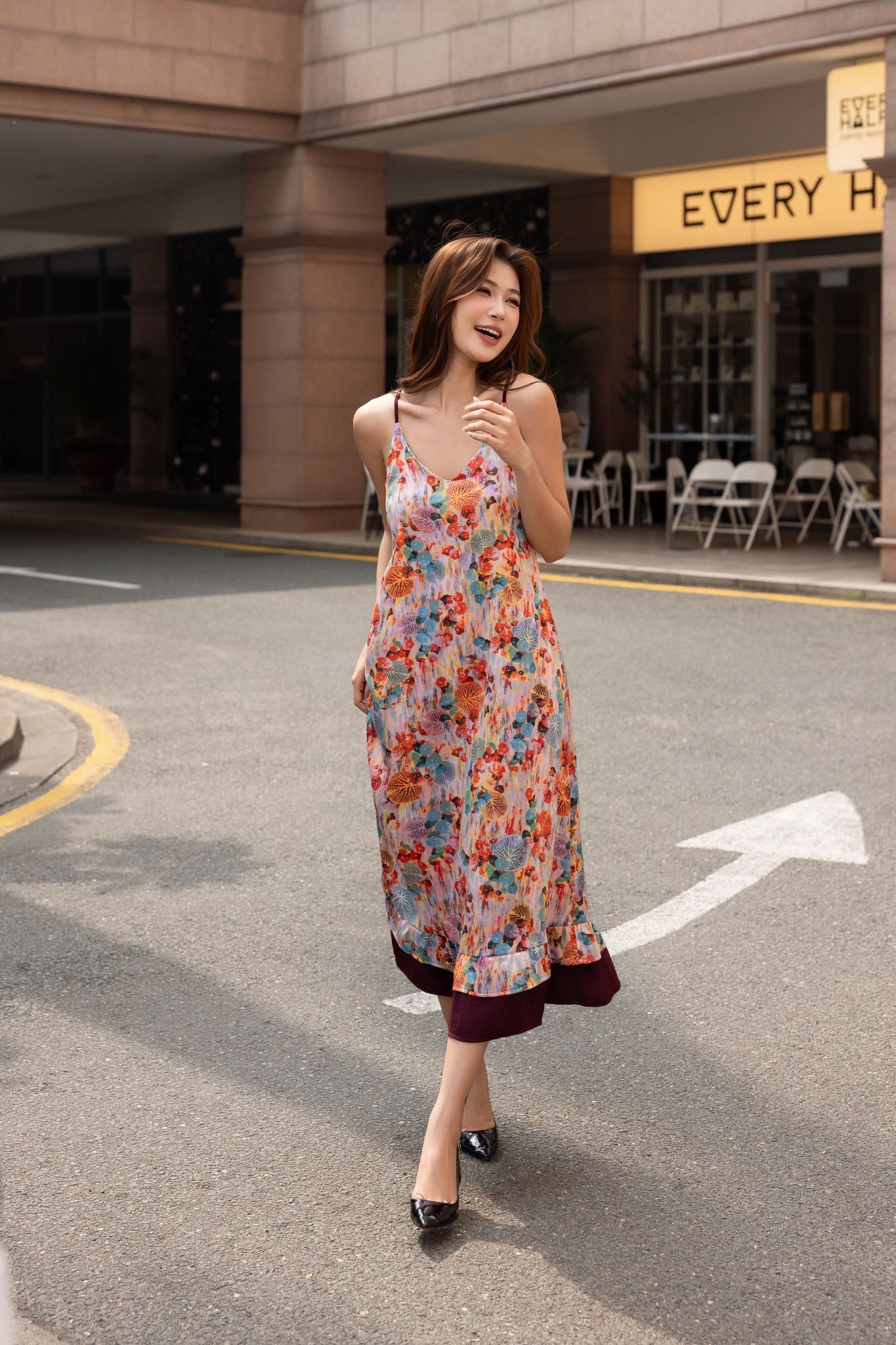  Đầm dây cột nơ sau bèo chân 