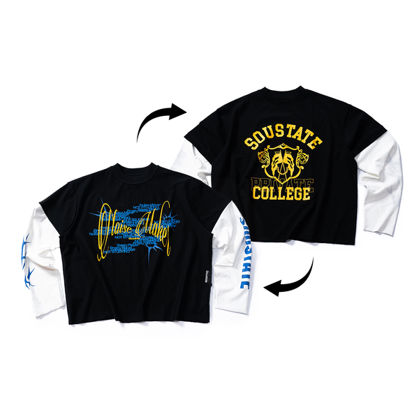  COLLEGE/NOISE MAKER LONG-SLEEVES REVERSIBLE BIG BOXY T-SHIRT 