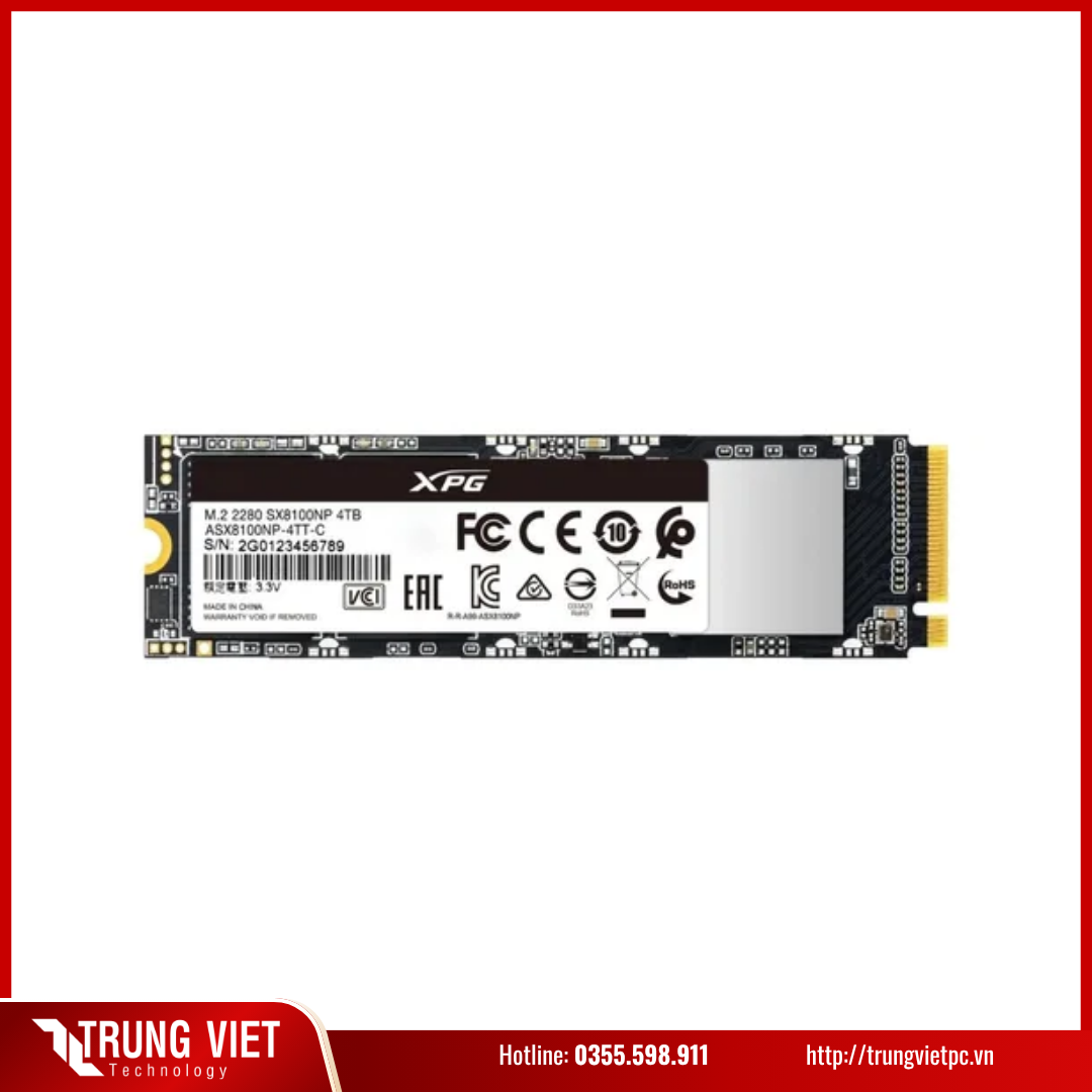  SSD ADATA SX8100NP 4TB | PCIe Gen3 x4 NVMe, M.2 2280 
