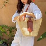  Túi Cói Quai Da Thời Trang Chu Du - Large Basket Bag 