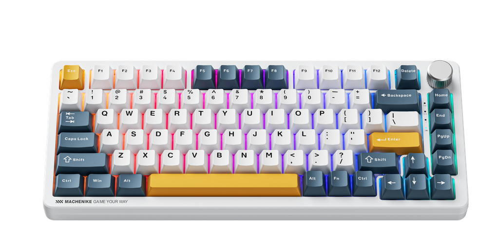 Bàn phím cơ Machenike K600-B82W Tri-mode RGB GR Silver Switch | Black - White
