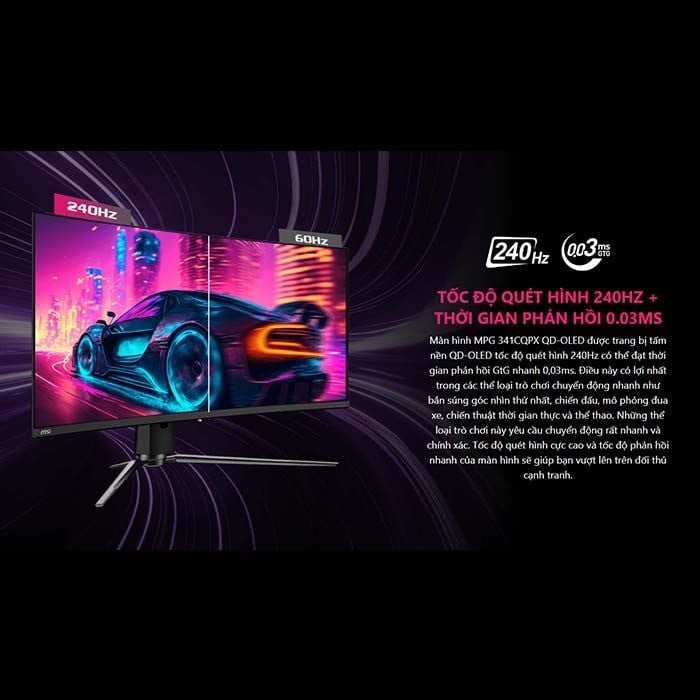Màn Hình MSI MPG 341CQPX QD-OLED 34 Inch/ UWQHD/ QD-OLED/ 240Hz/ 0.03ms