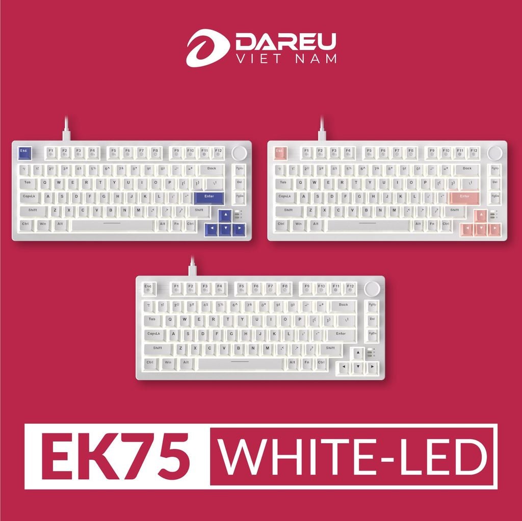 BÀN PHÍM CƠ DAREU EK75 FULL WHITE  - Dream(Linear) Switch