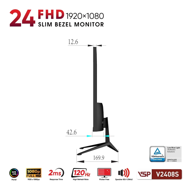  Màn hình VSP V2408S (24inch / ADS/IPS / FHD / 120Hz / 2ms) 