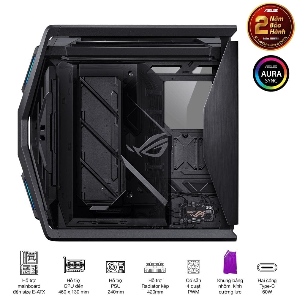 Vỏ Case ASUS ROG Hyperion GR701 ( Full Tower/ Màu Đen)