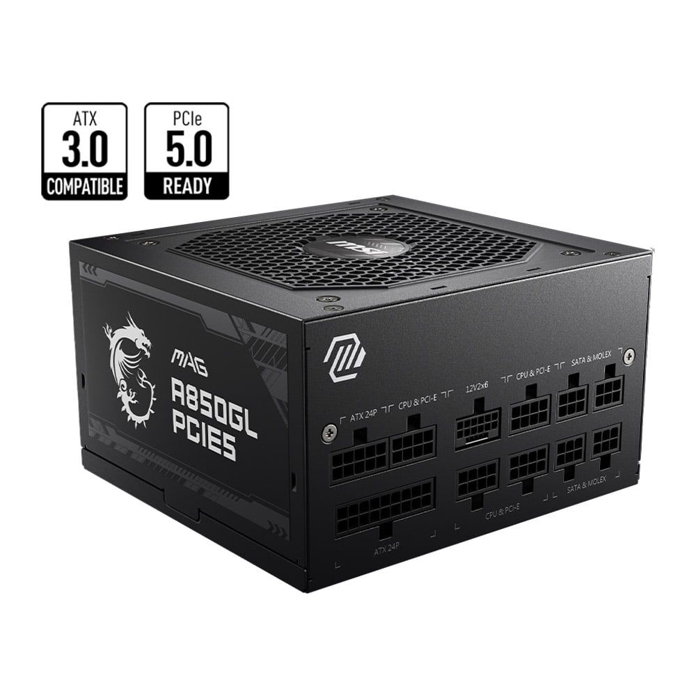  Nguồn máy tính MSI MAG A850GL - 850w ( ATX 3.0, PCIe 5.0, Full Modullar) 