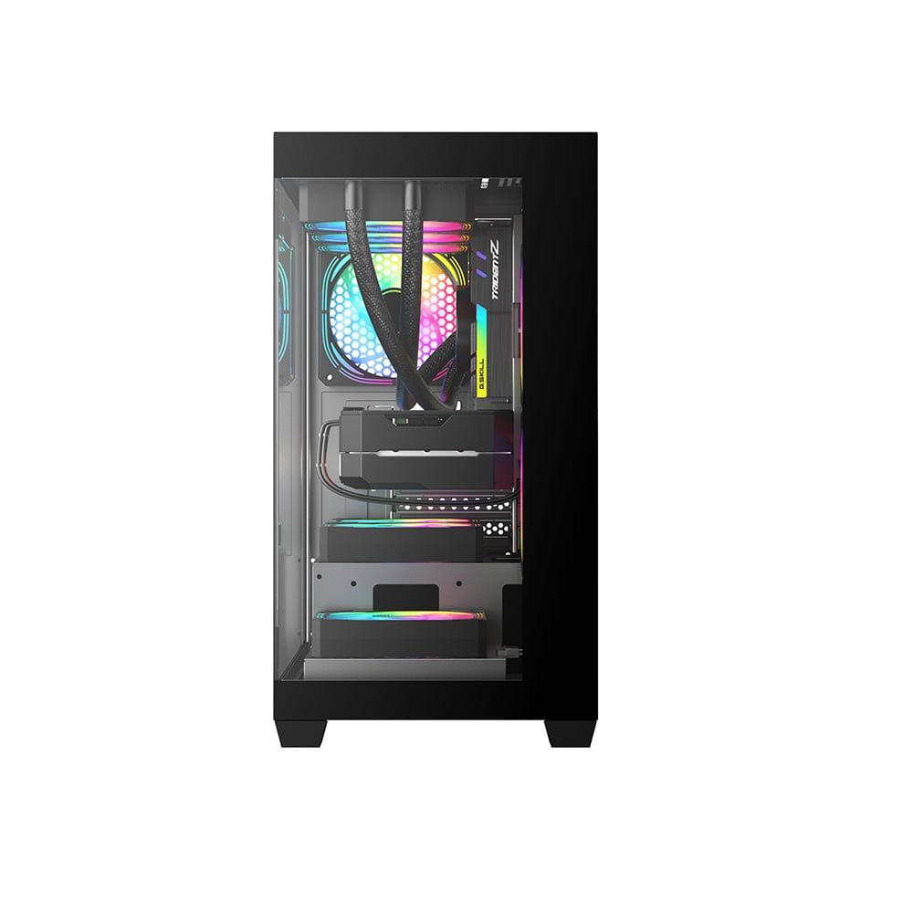 CASE AIGO C218M Black - White ( MATX, Case Bể Cá) ( Bản Thường - Bản sẵn 3Fan Argb)