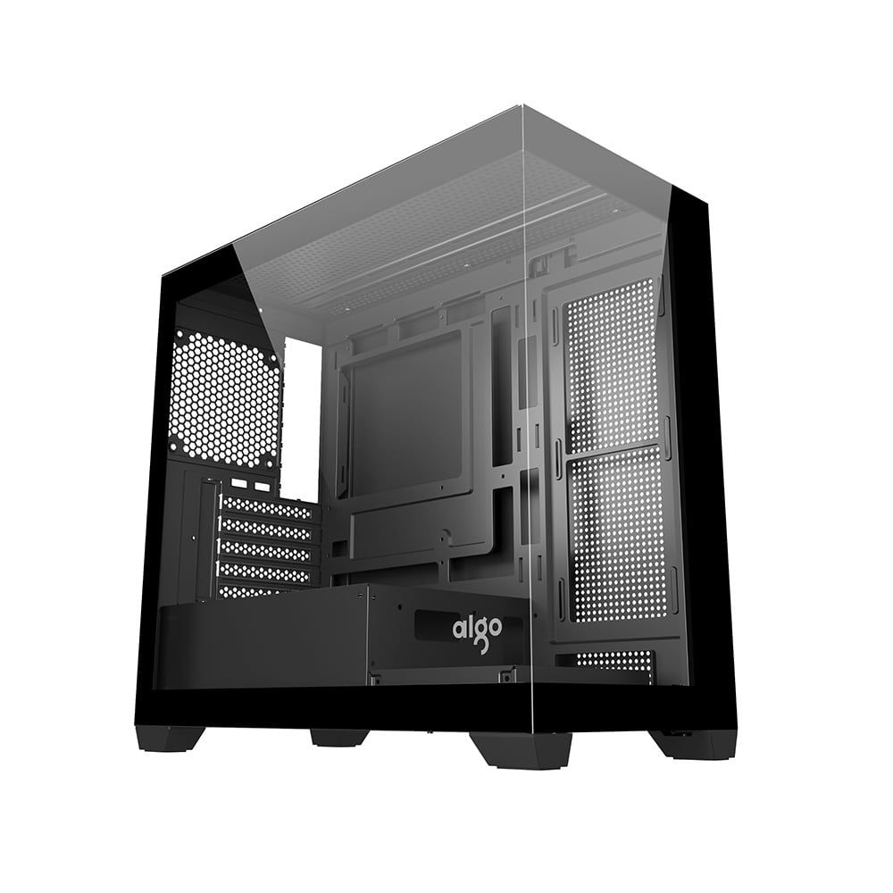 CASE AIGO C218M Black - White ( MATX, Case Bể Cá) ( Bản Thường - Bản sẵn 3Fan Argb)