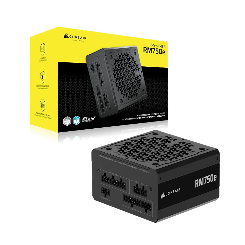 Nguồn máy tính Corsair RM750e ATX 3.1 Cybenetics Gold - Full Modul - CP-9020295-NA
