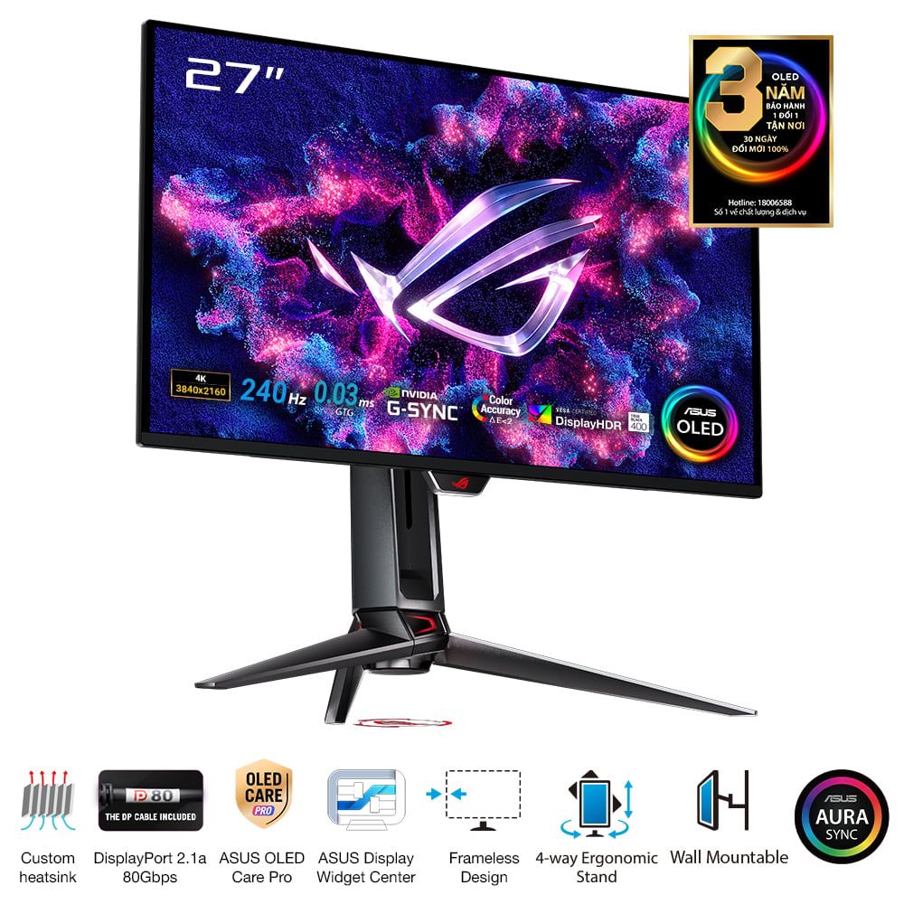 Màn Hình Gaming ASUS ROG Swift OLED PG27UCDM (26.5 inch - 4K - OLED - 240Hz - 0.03ms)
