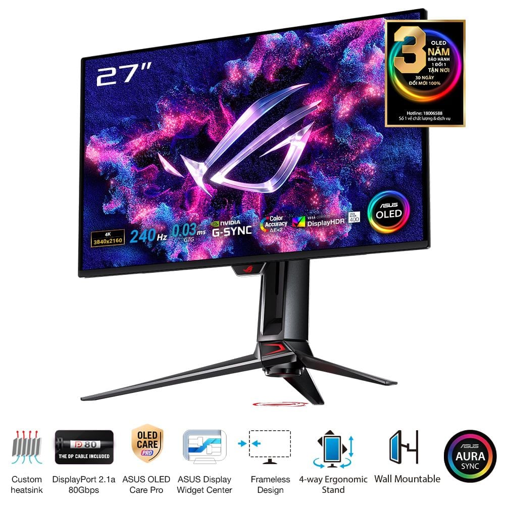 Màn Hình Gaming ASUS ROG Swift OLED PG27UCDM (26.5 inch - 4K - OLED - 240Hz - 0.03ms)
