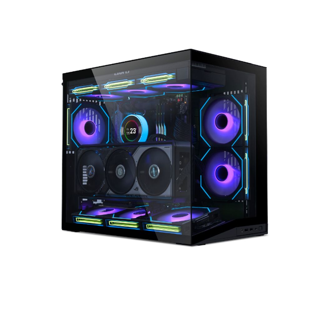 Vỏ case Lian Li O11D mini V2 Flow Black - White ( Sẵn 5 FAN không led)